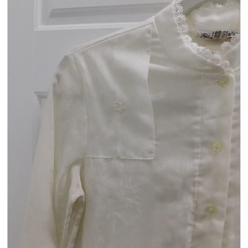 Christian Dior Jr's Nightgown‎ White Lace Collar Long Sleeve 58579 sz 5